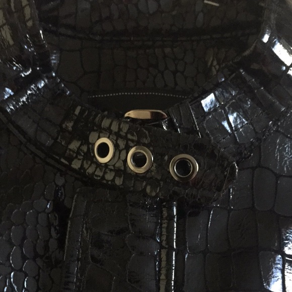 Sean John faux leather jacket medium black used two front pockets shiny - Picture 6 of 7